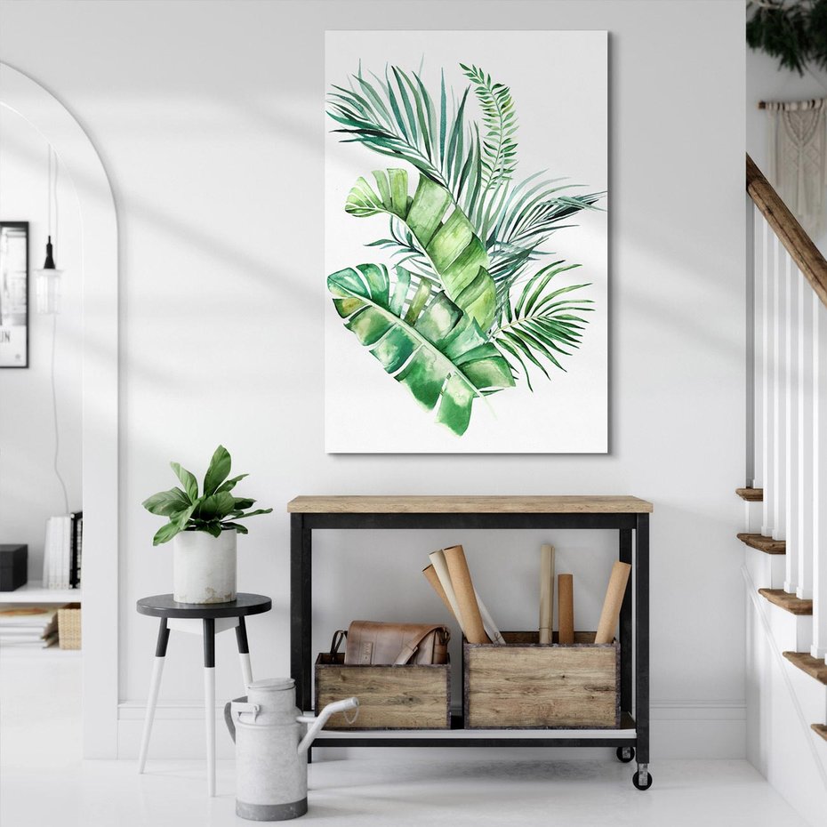 Obraz na płótnie 70x100 - Piękno Złotej Rośliny - złote, liście