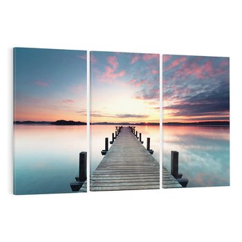 Obraz na płótnie 120x80 - Złote zachody słońca - jezioro, molo