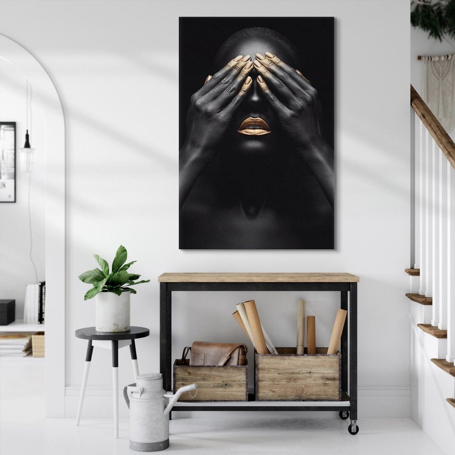 Obraz na płótnie 80x120 - Złote Usta wyjątkowa subtelność - złote usta, złote palce