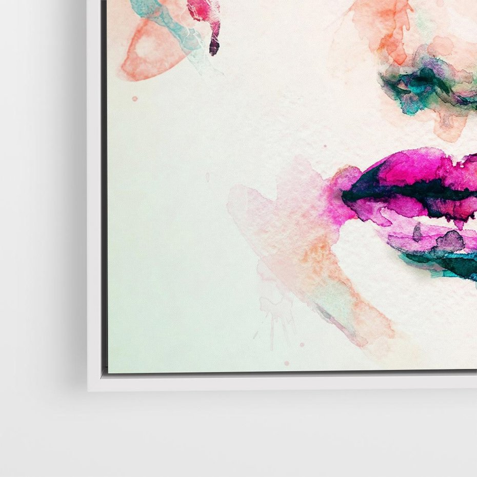 Obraz w ramie 80x80 - Kobieta Abstrakcja Twarz - kobieta, abstrakcja - rama biała