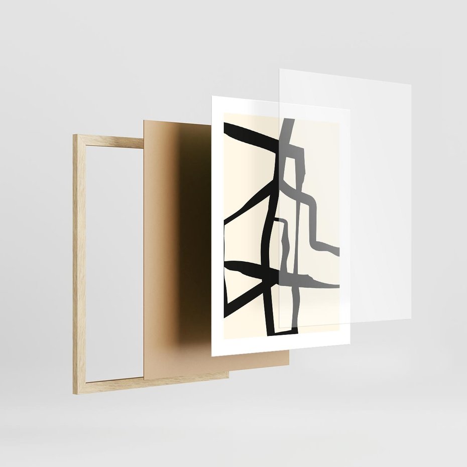 Plakat w ramie 30x40 - Impresje Wymiaru - linie, abstrakcja - rama drewno