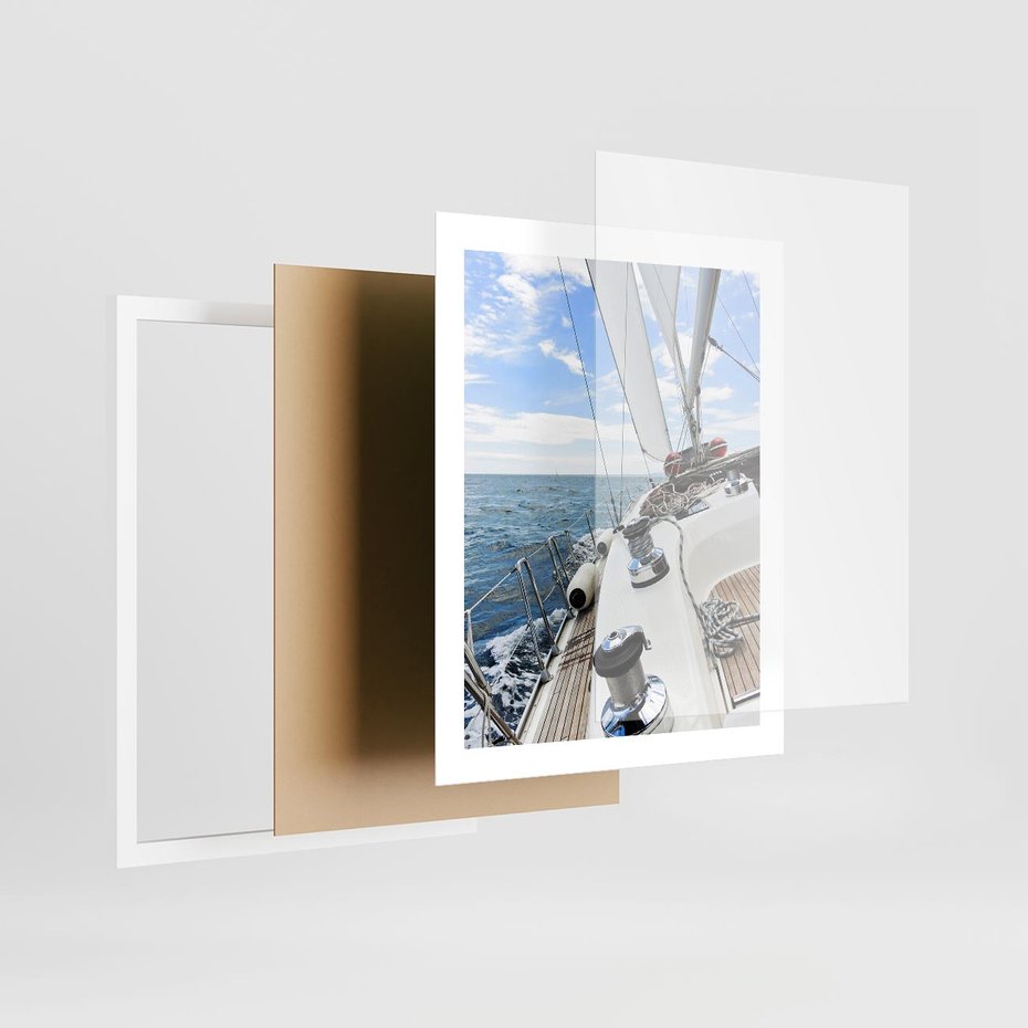 Plakat w ramie 40x50 - Moc żaglowca na pełnym morzu - żaglowiec, jacht - rama biała