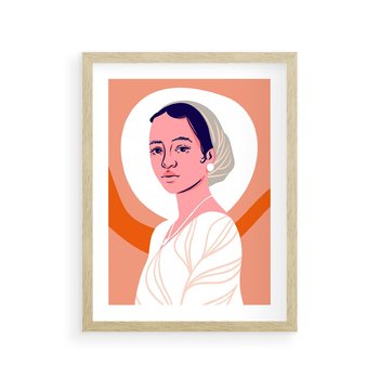 Plakat w ramie 40x50 - Kobieca Harmonia - nowoczesny plakat, styl retro - rama drewno