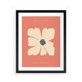 Plakat w ramie 40x50 - Malowane Kolorowe Echa - minimalistyczna grafika, biały kwiat na różowym tle - rama czarna
