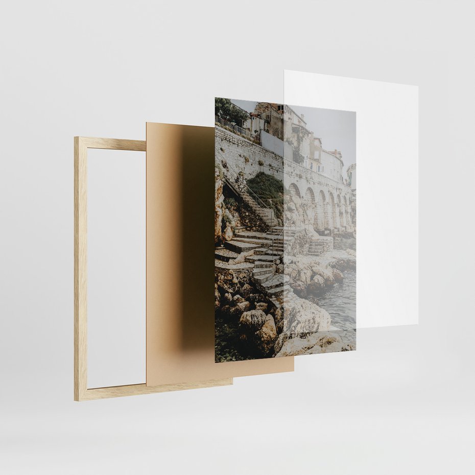 Zestaw obrazy w ramie 40x50 galeria - Morze, wakacje, podróż, łodzie - rama drewno