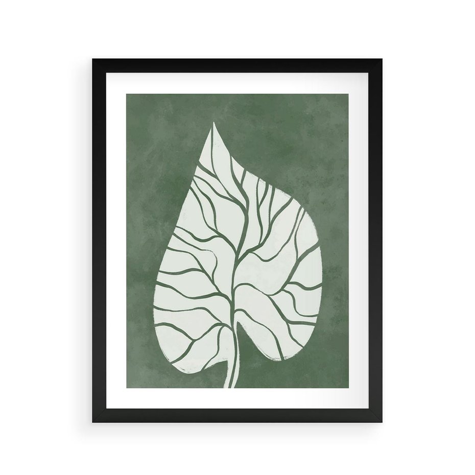 Plakat w ramie 40x50 - Migotliwe Wnętrze Zieleni - zielony plakat, roślinne motywy - rama czarna