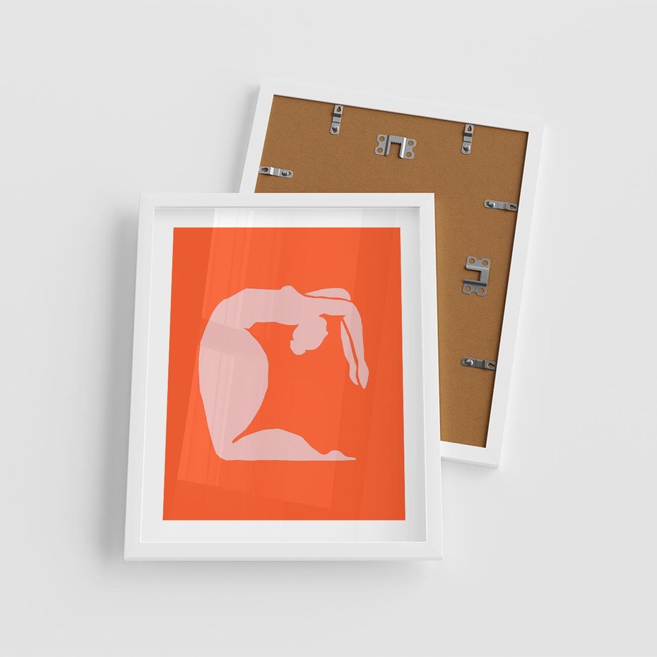 Plakat w ramie 40x50 - Antyczna Godzina - abstrakcja, kobieca sylwetka - rama biała