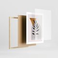 Plakat w ramie 30x40 - Geometria z Elementami Złota i Liści - grafika, złoto - rama drewno