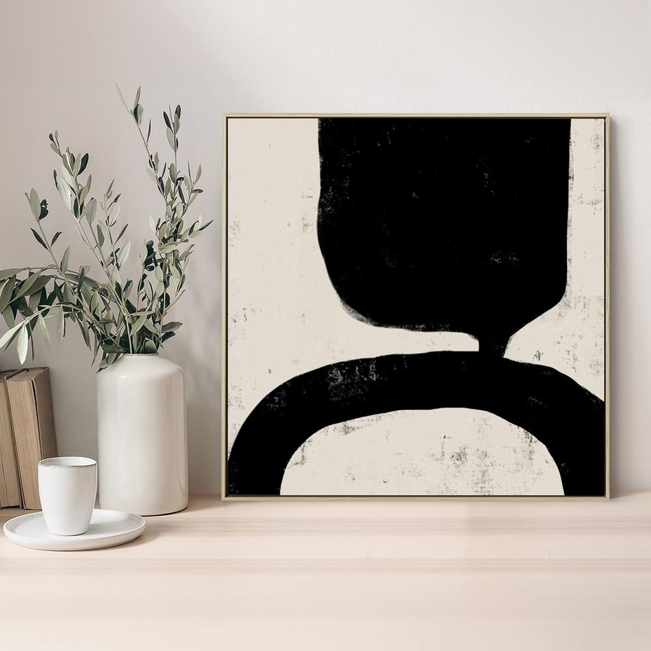 Obraz w ramie 80x80 - Przenikające Plamy - abstrakcyjna sztuka, minimalizm - rama drewno