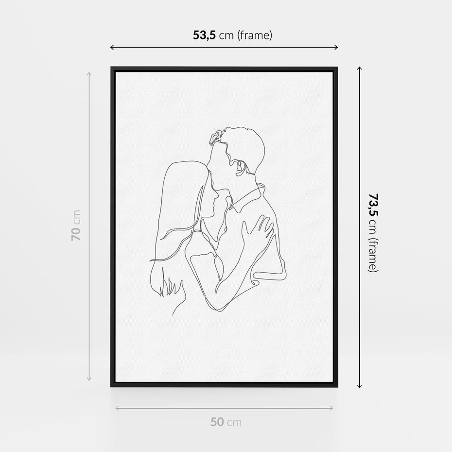 Obraz w ramie 50x70 - Bezgraniczne Przenikanie - para zakochanych, kobieta i mężczyzna - rama czarna