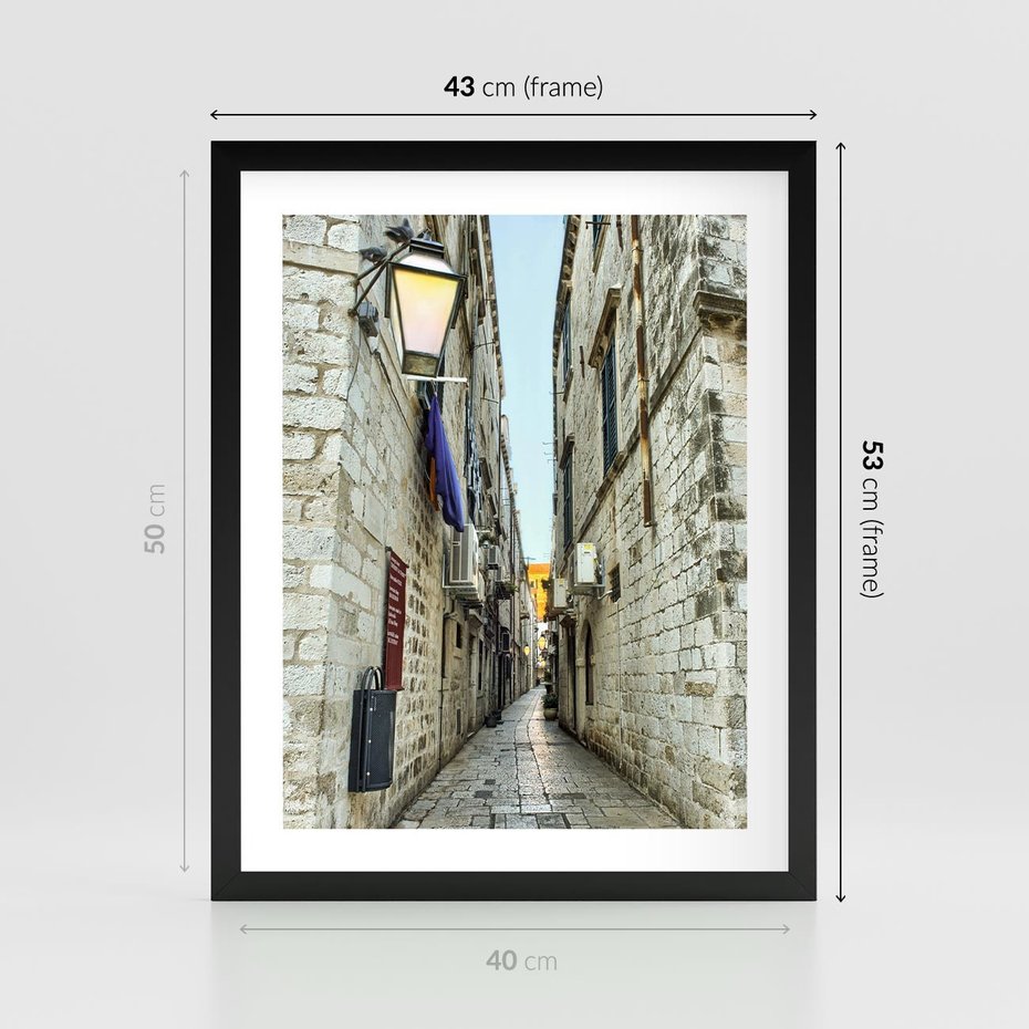 Plakat w ramie 40x50 - Urok Włoskiej Uliczki - włoska, uliczka - rama czarna