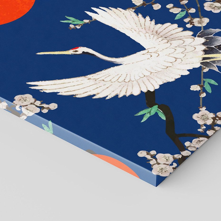 Obraz na płótnie 120x60 - Japońskie Żurawie Indygo - sztuka japońska, japonia