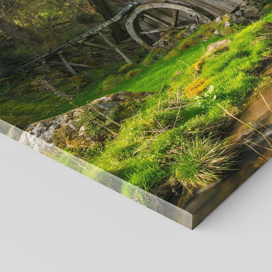 Obraz na płótnie 120x80 - Urok górskiego domku nad strumykiem - domek, góry