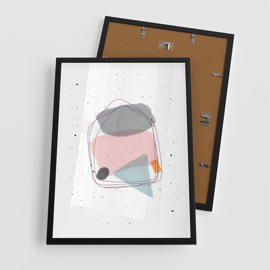 Plakat w ramie 50x70 - Migotliwa Opowieść - abstrakcyjna kompozycja, jak ręcznie malowana - rama czarna