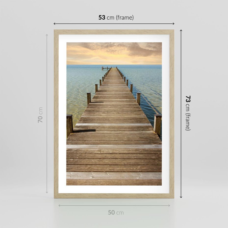Plakat w ramie 50x70 - Pomost ku morzu - pomost, morze - rama drewno