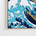 Obraz w ramie 50x70 - Wzburzone Morze - wielka fala w kaganawie, Hokusai - rama drewno