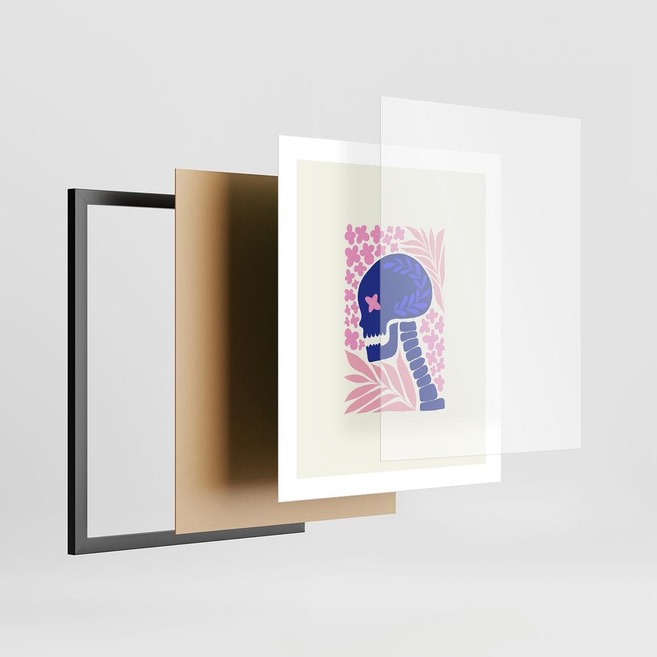 Plakat w ramie 40x50 - Żart z Czaszką - abstrakcja, sztuka nowoczesna - rama czarna