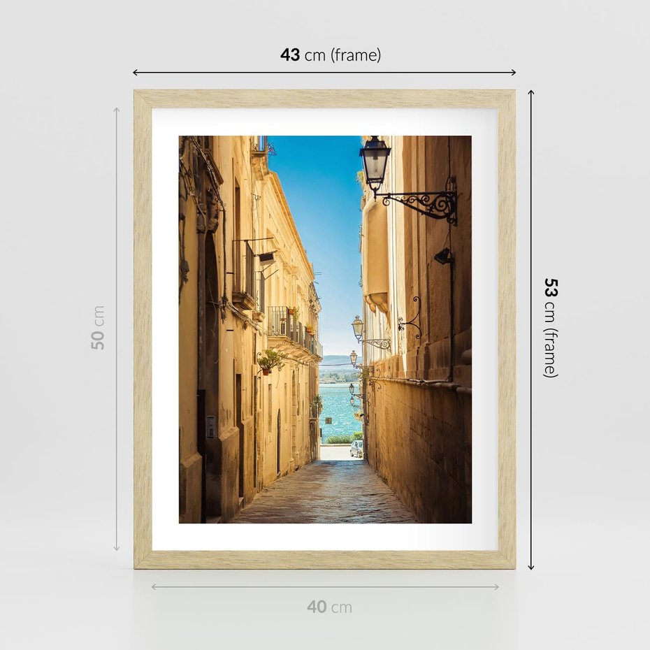 Plakat w ramie 40x50 - Perspektywa magicznej uliczki - uliczka, perspektywa - rama drewno