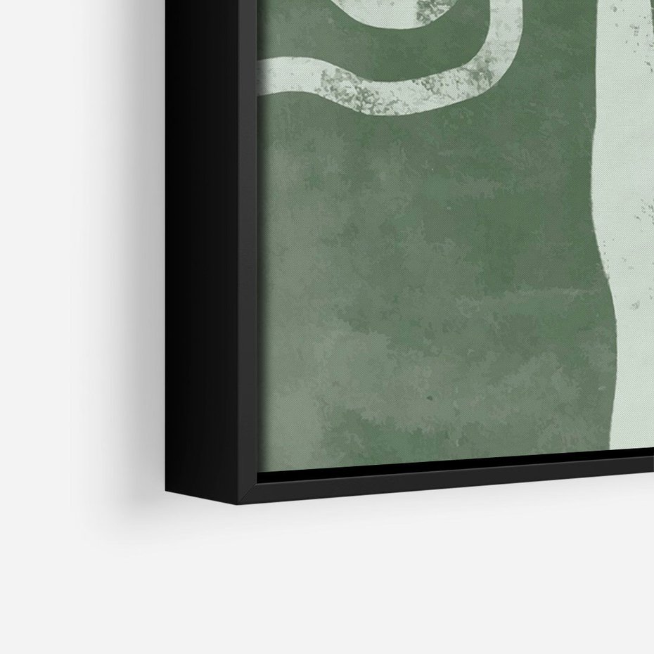 Obraz w ramie 50x70 - Inspirujące Zawiłości Zieleni - abstrakcyjny kształt, zielony plakat - rama czarna