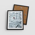 Plakat w ramie 40x50 - Zima w Detalu: Gałęzie ze Szronem i Śniegiem - śnieg, zima - rama czarna