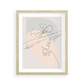 Plakat w ramie 40x50 - Twarz Kobiety w Pastelach - minimalistyczna grafika, pastelowe tłó - rama drewno