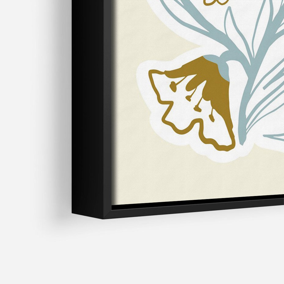 Obraz w ramie 50x70 - Wibracje Widzenia - abstrakcyjne beżowe kwiaty, elegancka kompozycja - rama czarna