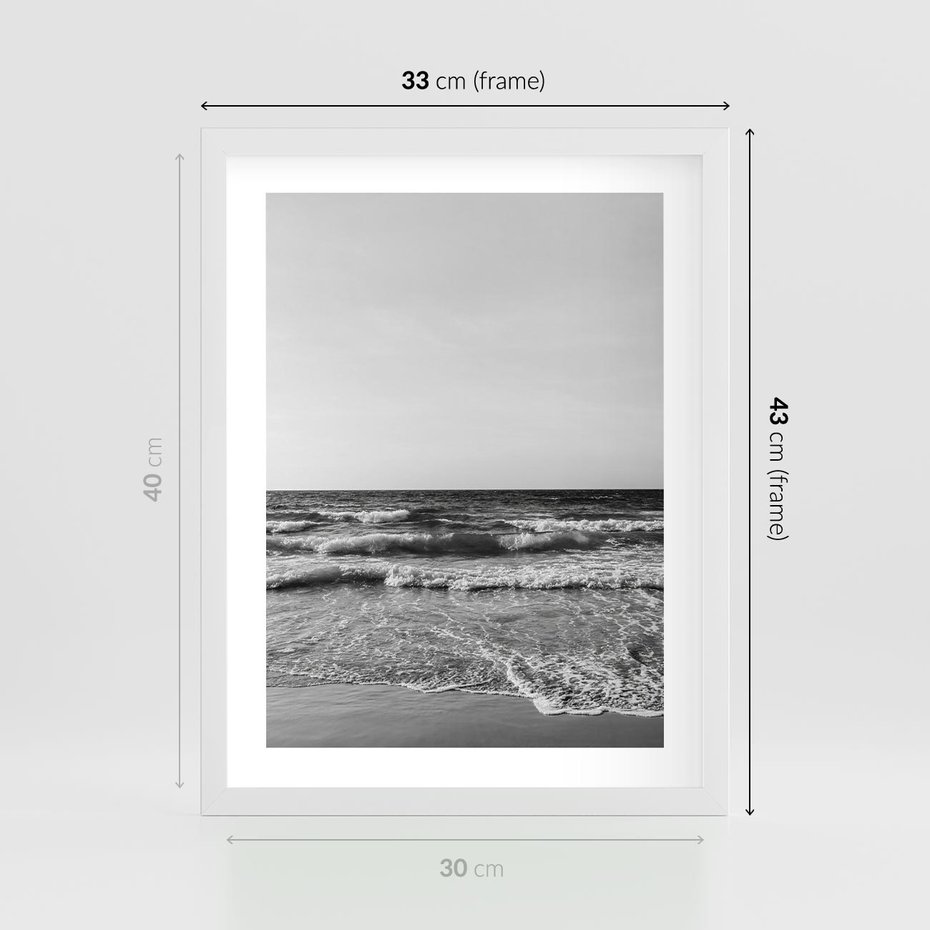 Plakat w ramie 30x40 - Słuchaj Śpiewu Fal - morze, fale - rama biała