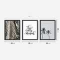 Zestaw obrazy w ramie 30x40 galeria - Pozytywny, cytat, palmy, wakacje - rama czarna