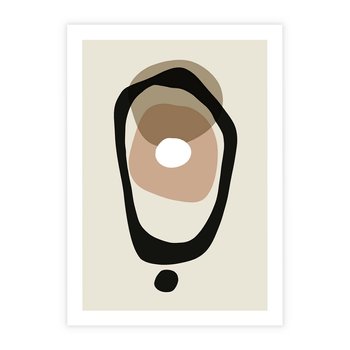 Plakat bez ramy 50x70 - Intrygujące Zaskoczenia - beżowa abstrakcyjna kompozycja, czarny akcent