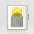 Plakat w ramie 30x40 - Słoneczne Odbicia - geometria, żółte koło - rama drewno
