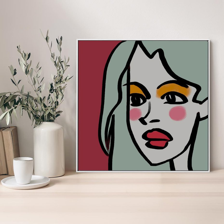 Obraz w ramie 50x50 - Ekspresja Linii - nowoczesny plakat, mocna linie - rama biała