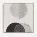 Obraz w ramie 50x50 - Przenikająca Rzeczywistość - abstrakcyjna kompozycja, okręgi i półokręgi - rama drewno