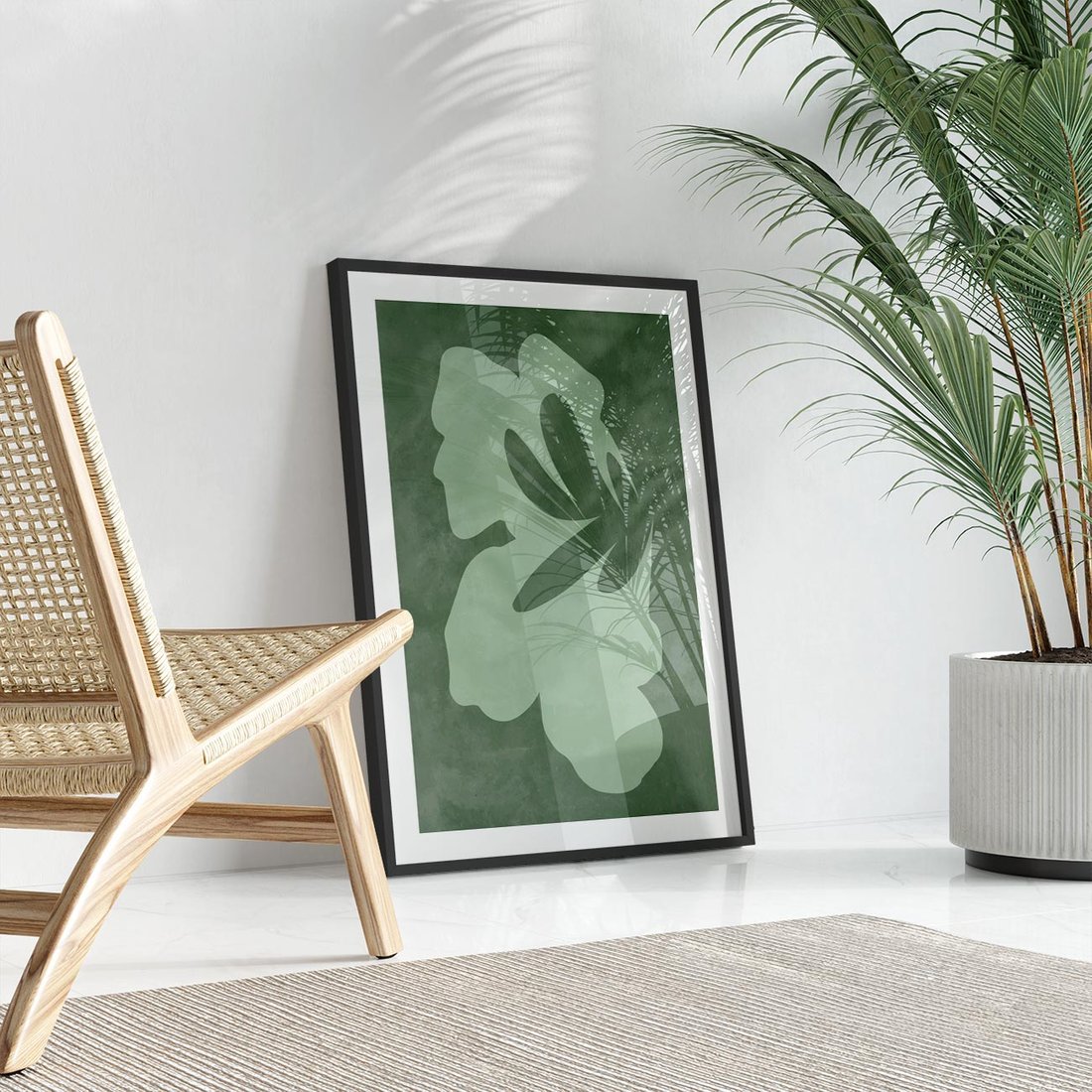 Plakat w ramie 30x40 - Kształty Zieleni - abstrakcyjny kształt, zielony plakat - rama czarna