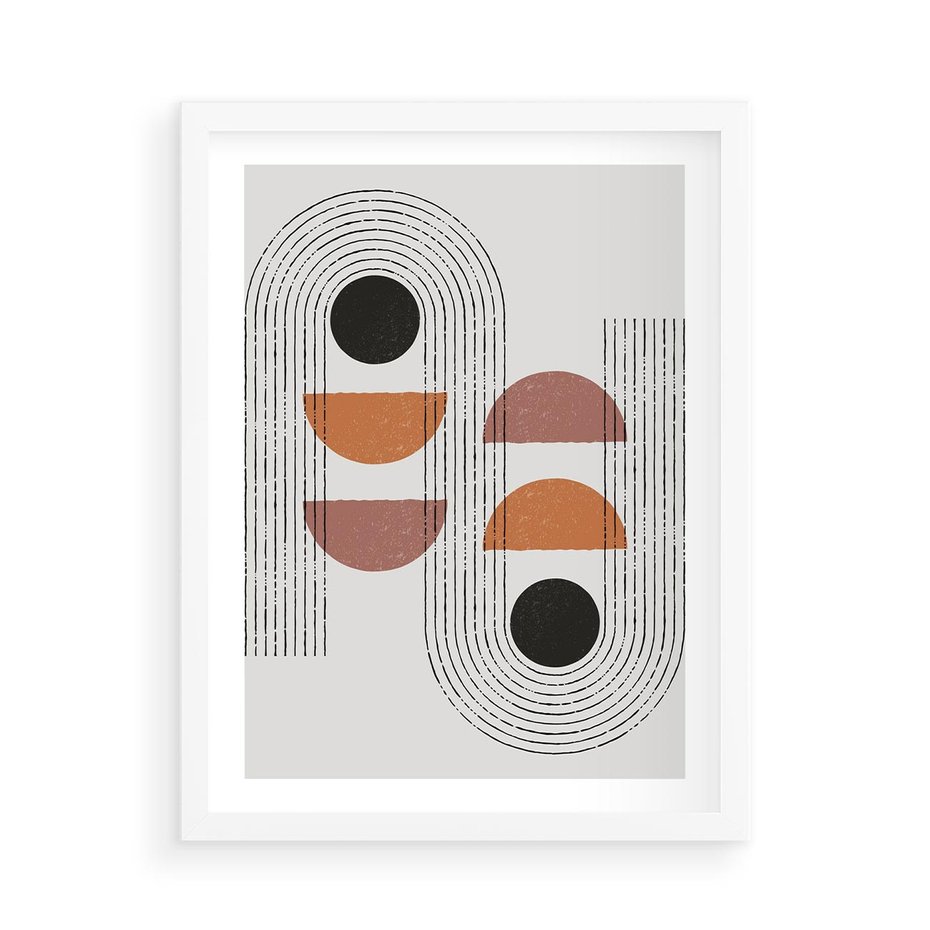 Plakat w ramie 50x70 - Nowoczesna Abstrakcja - geometria, grafika - rama biała