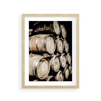 Plakat w ramie 30x40 - Tradycyjne Beczki - beczki, rustykalna fotografia - rama drewno