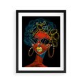 Plakat w ramie 40x50 - Kolorowe Wibracje Rzeczywistości - abstrakcyjny portret kobiety, twarz - rama czarna
