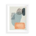 Plakat w ramie 50x70 - Kształtujące Plamy - geometryczne elementy, stonowane ziemiste kolory - rama biała