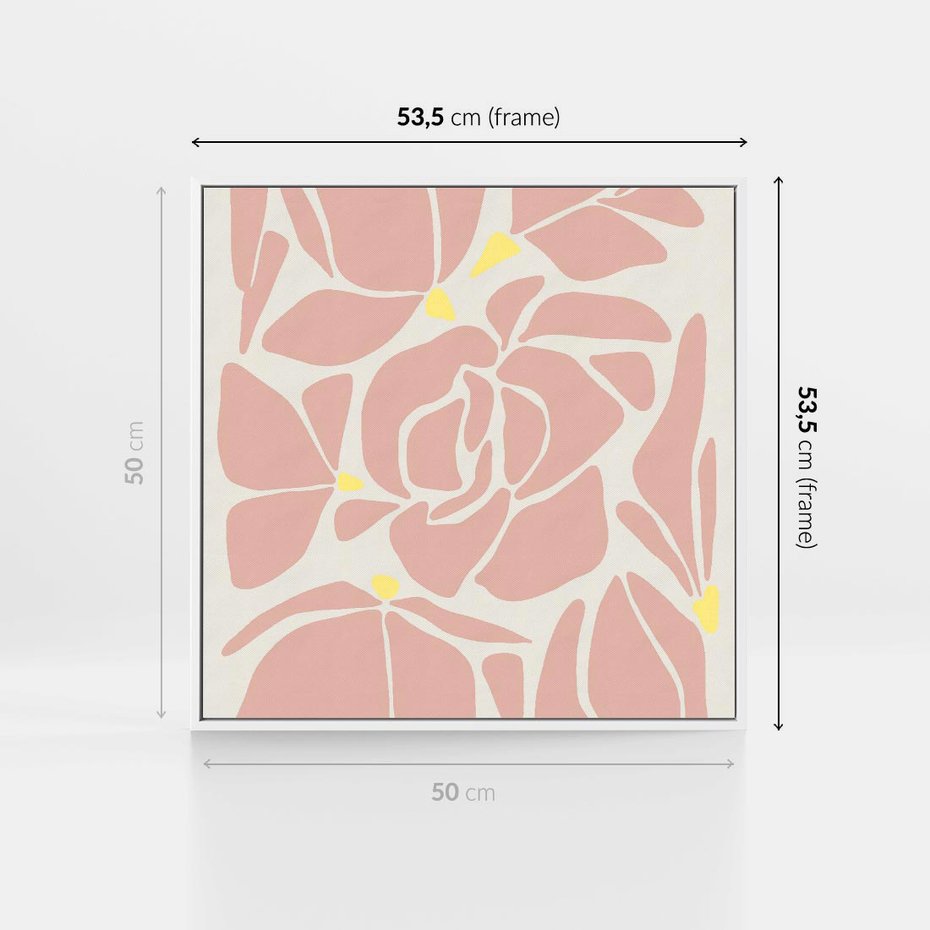 Obraz w ramie 50x50 - Rozplątane Akwarelowe Formy - abstrakcyjne boho kwiaty, kompozycja - rama biała