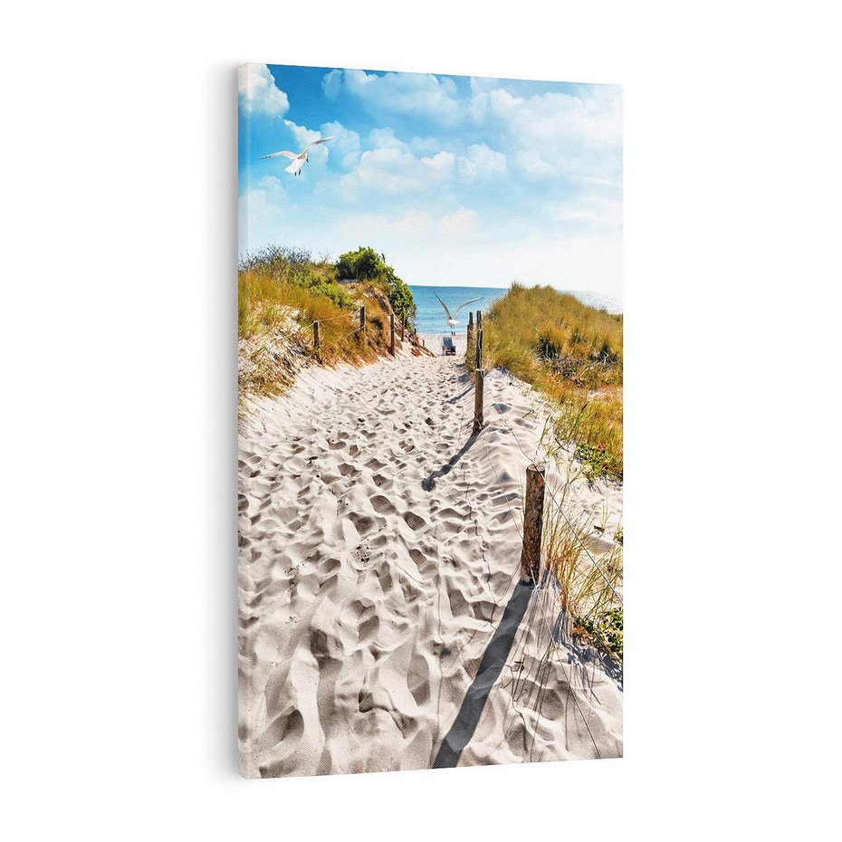 Obraz na płótnie 80x120 - Mewy nad Morzem - plaża, mewy