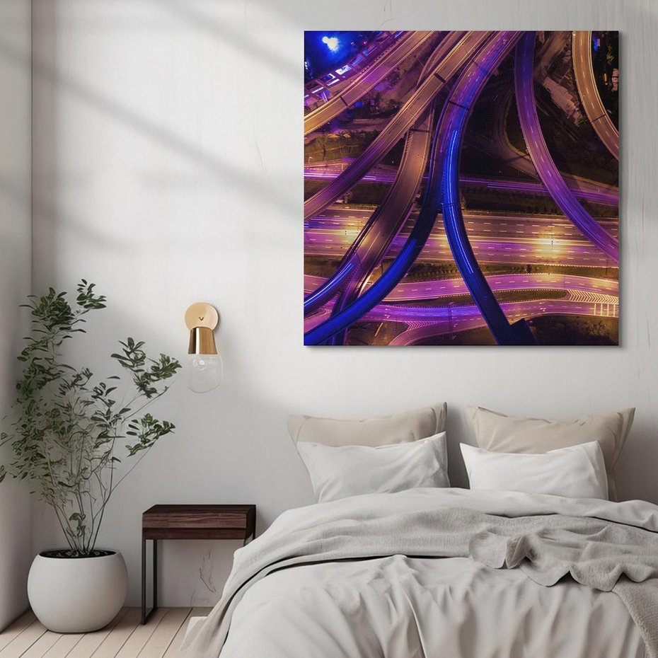 Obraz na płótnie 30x30 - Wiadukty i autostrada - Węzeł drogowy w USA - wiadukty, autostrada