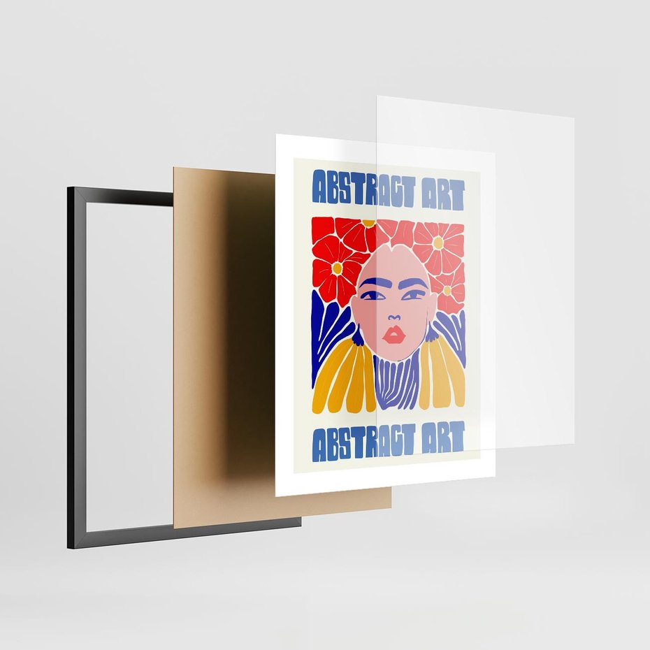 Plakat w ramie 40x50 - Przenikające Refleksje - sztuka abstrakcyjna, nowoczesny plakat - rama czarna