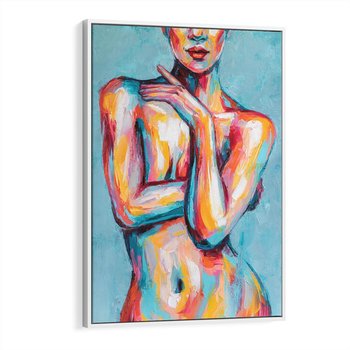 Obraz w ramie 50x70 - Nagie Natchnienie - obraz olejny, naga kobieta - rama biała