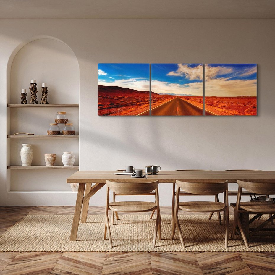 Obraz na płótnie 90x30 - Przygoda na pustynnej drodze - droga, pustynia