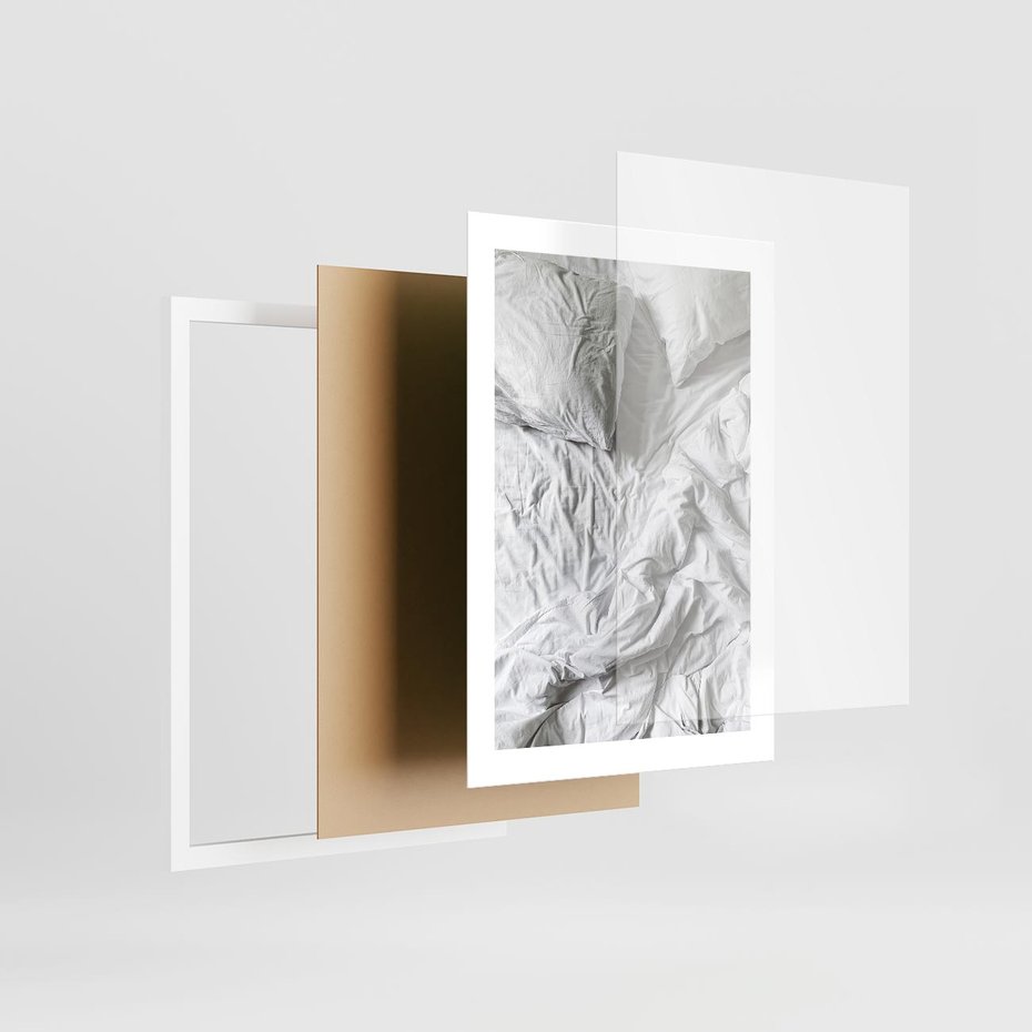 Plakat w ramie 30x40 - Biała Pościel na Łóżku - biała pościel, łóżko - rama biała