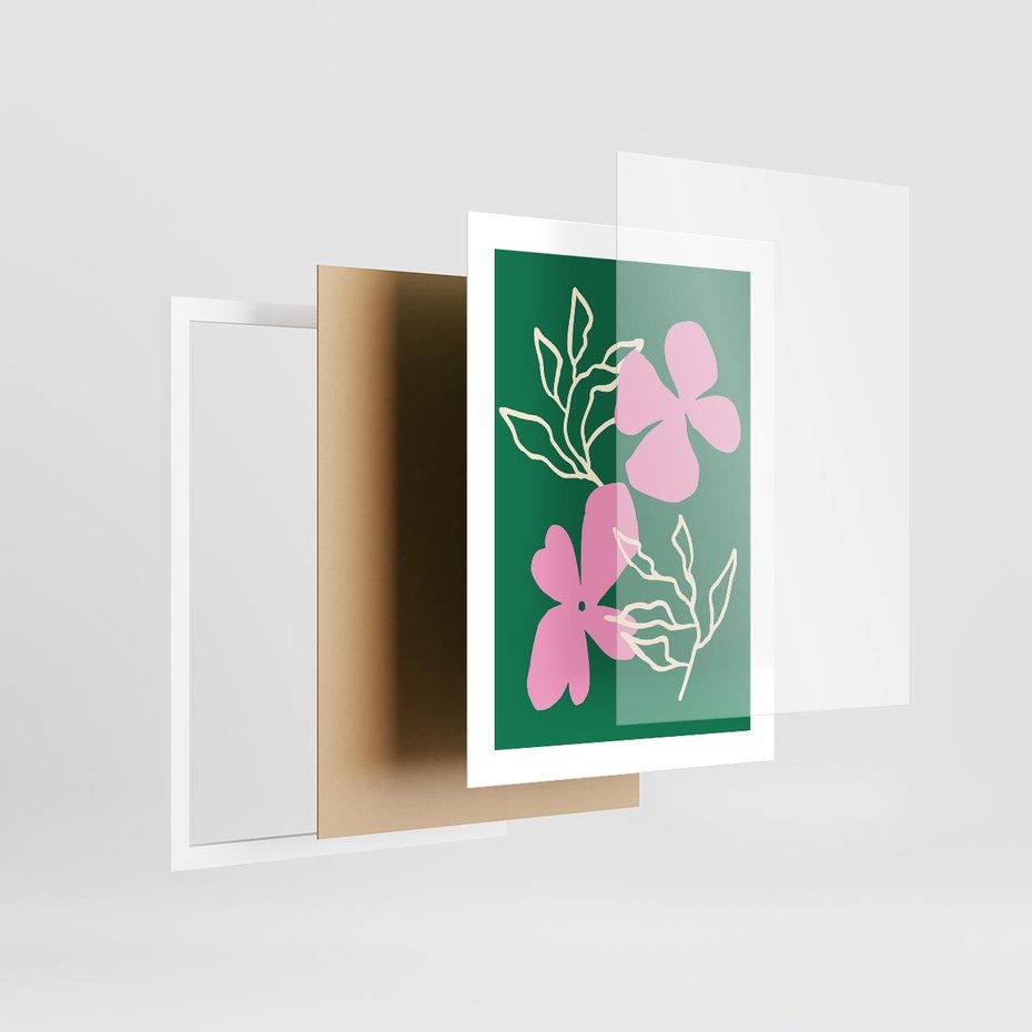 Plakat w ramie 30x40 - Wewnętrzne Fale - abstrakcyjny plakat, boho styl - rama biała