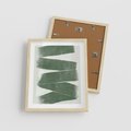 Plakat w ramie 40x50 - Zielone Refleksje - abstrakcja, zgaszony zielony kolor - rama drewno