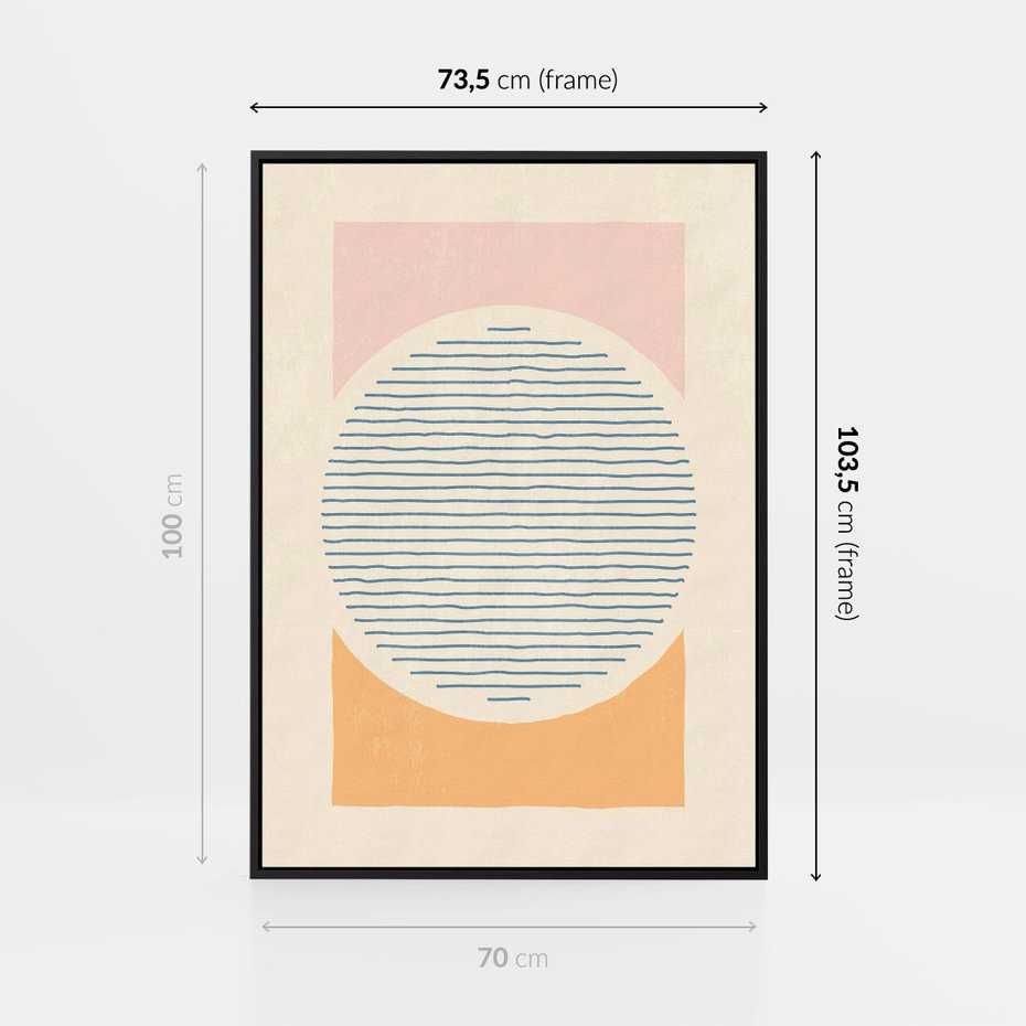 Obraz w ramie 70x100 - Rozbijająca Opowieść - geometryczne kształty, koła - rama czarna