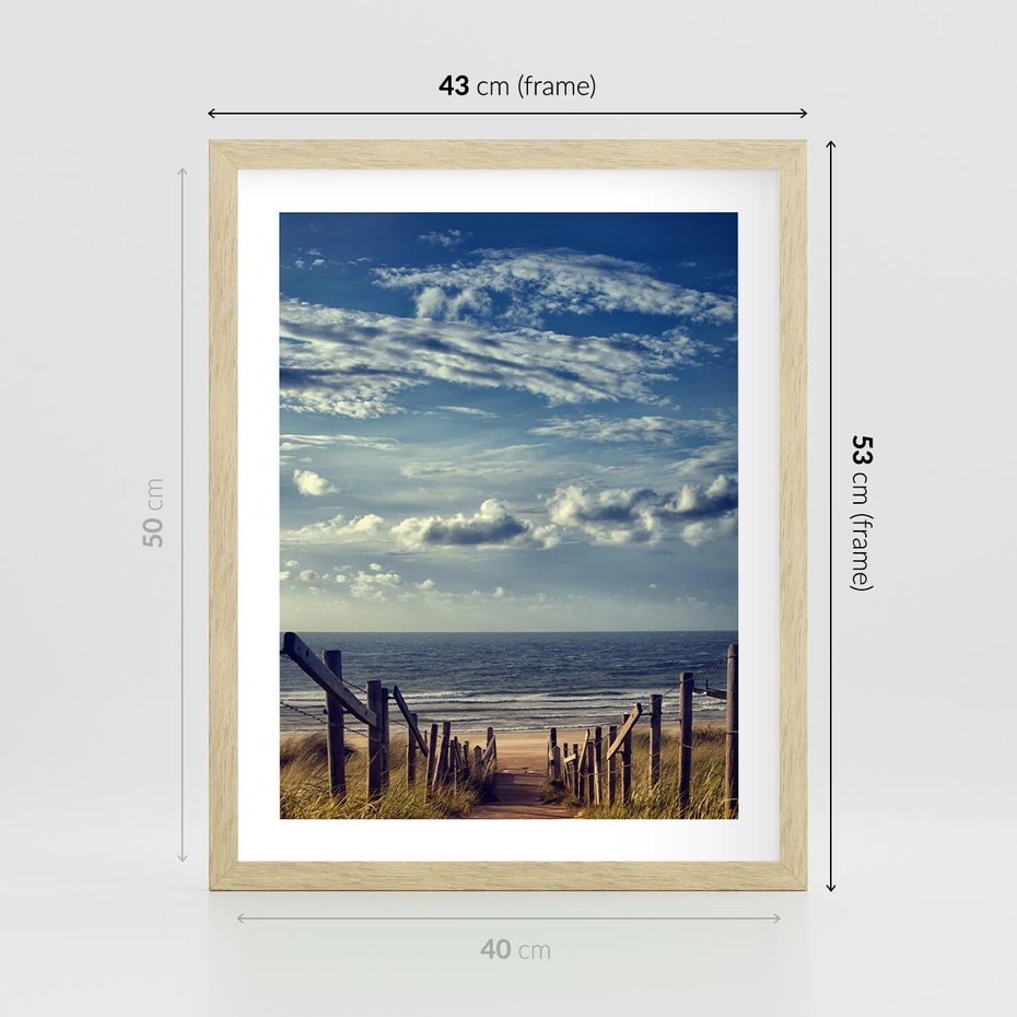 Plakat w ramie 40x50 - Plaża i morze - plaża, morze - rama drewno