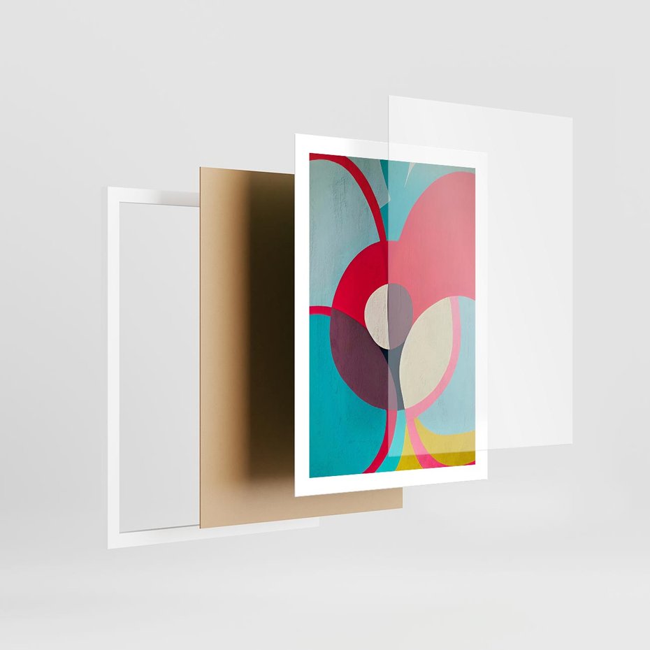 Plakat w ramie 50x70 - Kolorowe Odsłony Inspiracji - abstrakcyjny obraz, olejny - rama biała