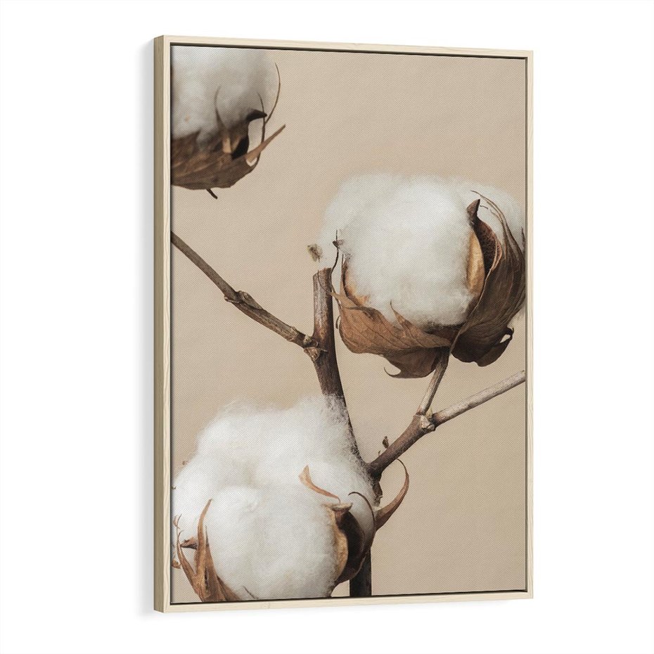 Obraz w ramie 80x120 - Bawełniana melancholia - bawełna, suche - rama drewno